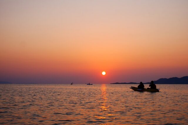石垣島シュノーケル後の夕景カヤック